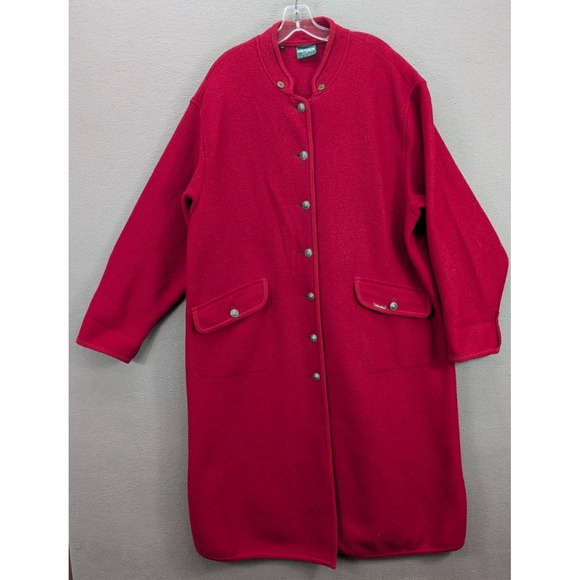 Vintage Geiger Collection Austria Women's Red Pure Wool Full Length Coat Sz 42 - Picture 1 of 12